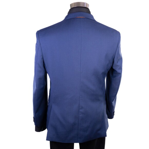 Tallia Boys Jacket Blazer Solid Blue Two Button Boys 18 Husky Dual Vented Wool - Picture 8 of 13